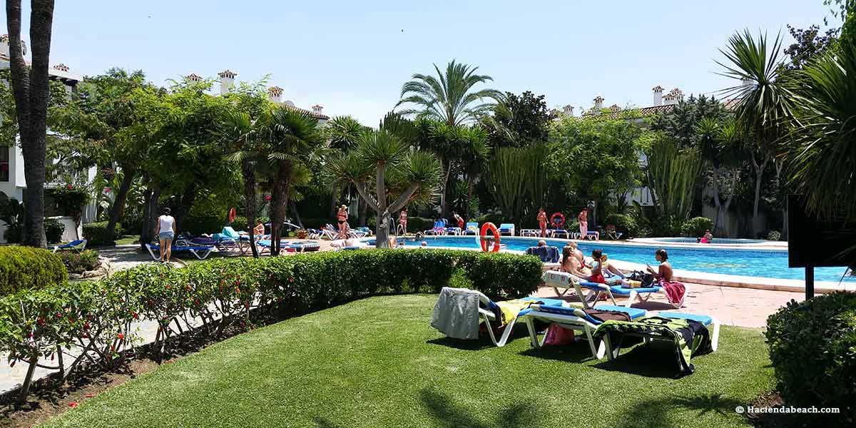 Hacienda Beach garden and pools